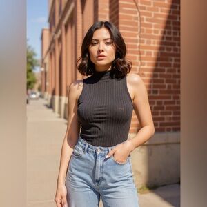 Gaze Blue Body Suit high neck